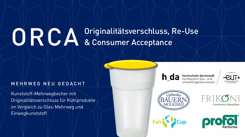 Orca-Mehrwegbecher verwschweißt im LEH